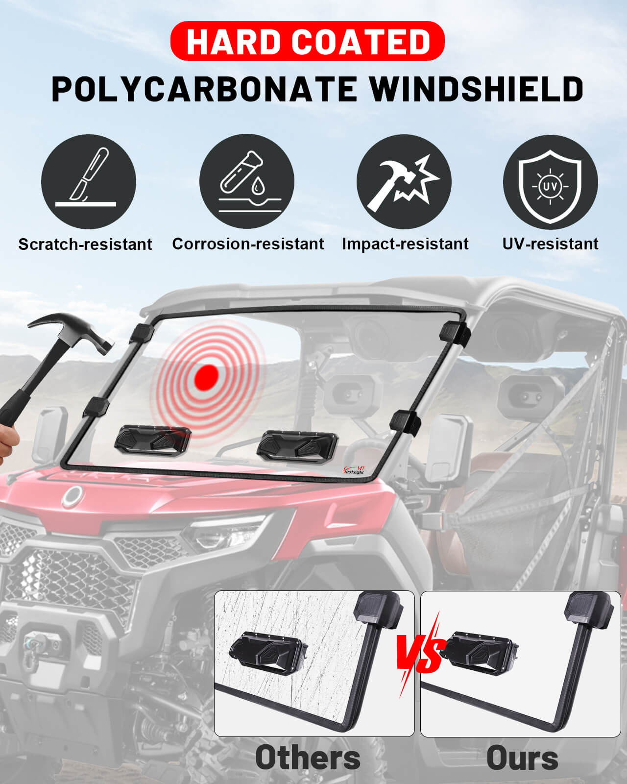 uforce u10 pro vented windshield scratch-resistant features