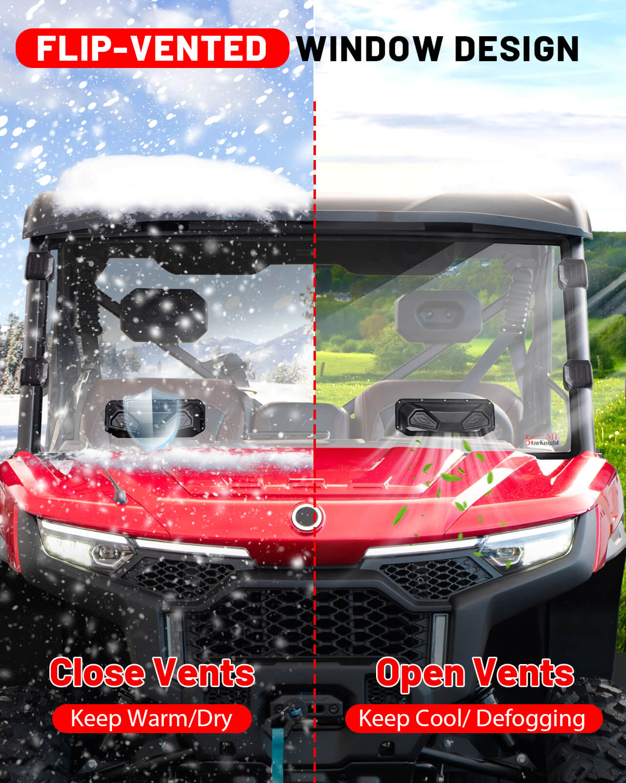 uforce u10 pro vented windshield close and opend vents comparison 