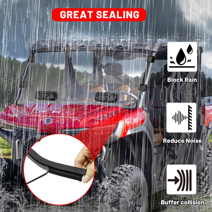 u10 pro windshield rainproofing feature, showing rain blocking and noise reduction effects.