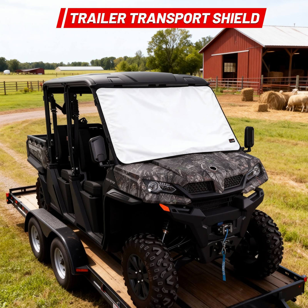 CFMOTO uforce windshield snow cover act as trailer transport shield 