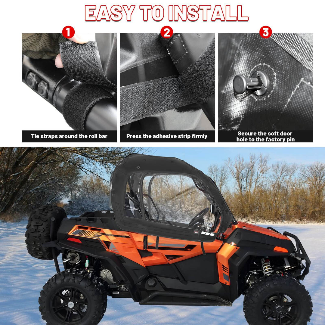 easy to install the CFMOTO zforce 800 ex soft cab enclosure