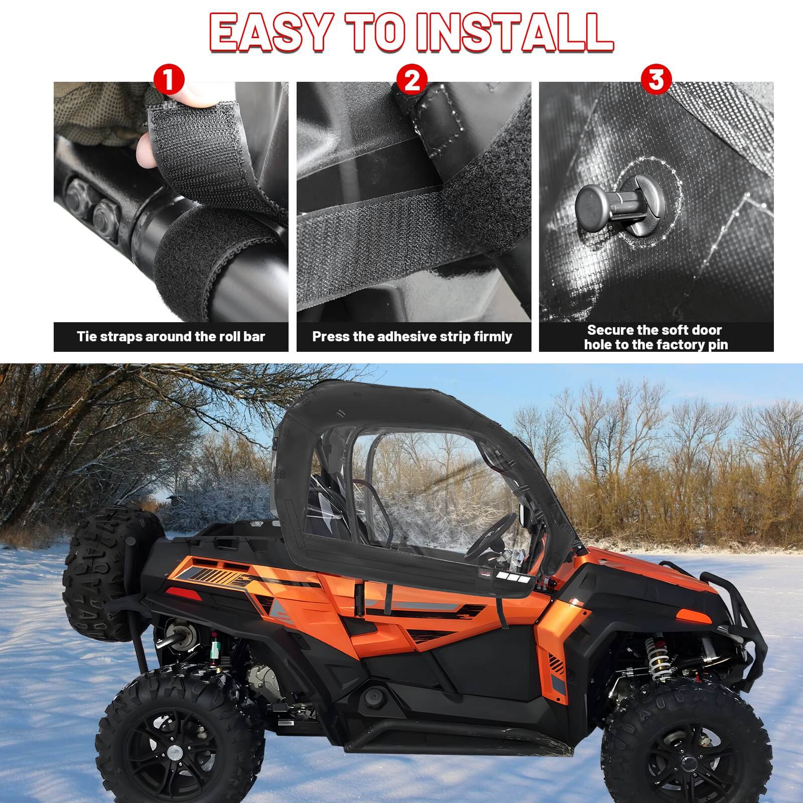 easy to install the CFMOTO zforce 800 ex soft cab enclosure