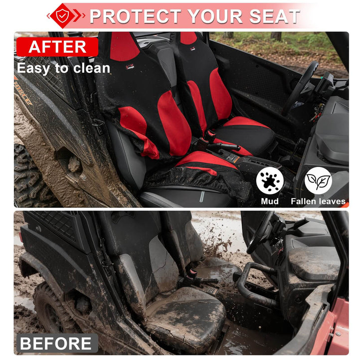 Before and after comparison of zforce 950 with protective seat cover