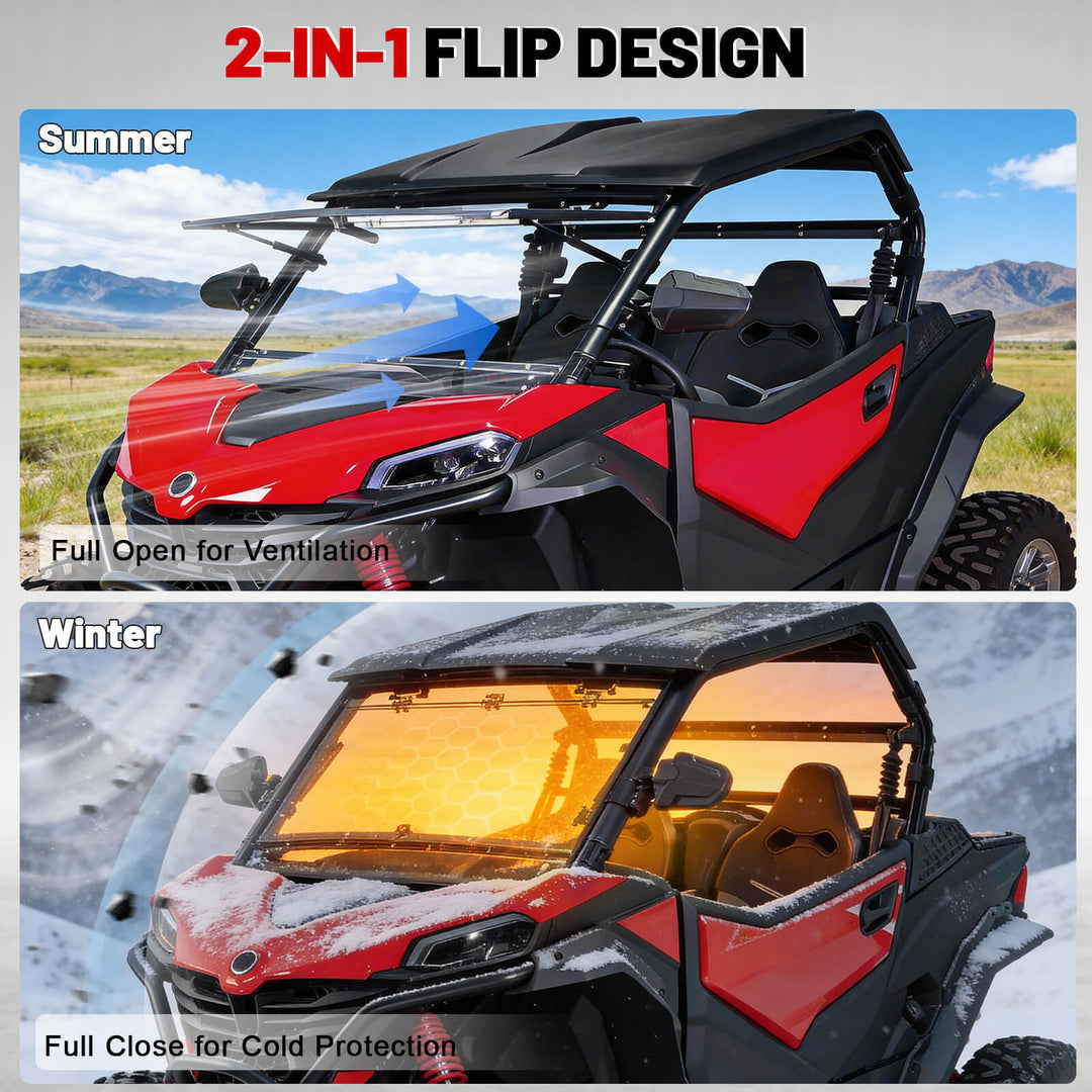 2-in-1 Flip design of zforcr 950 Sport Windshield