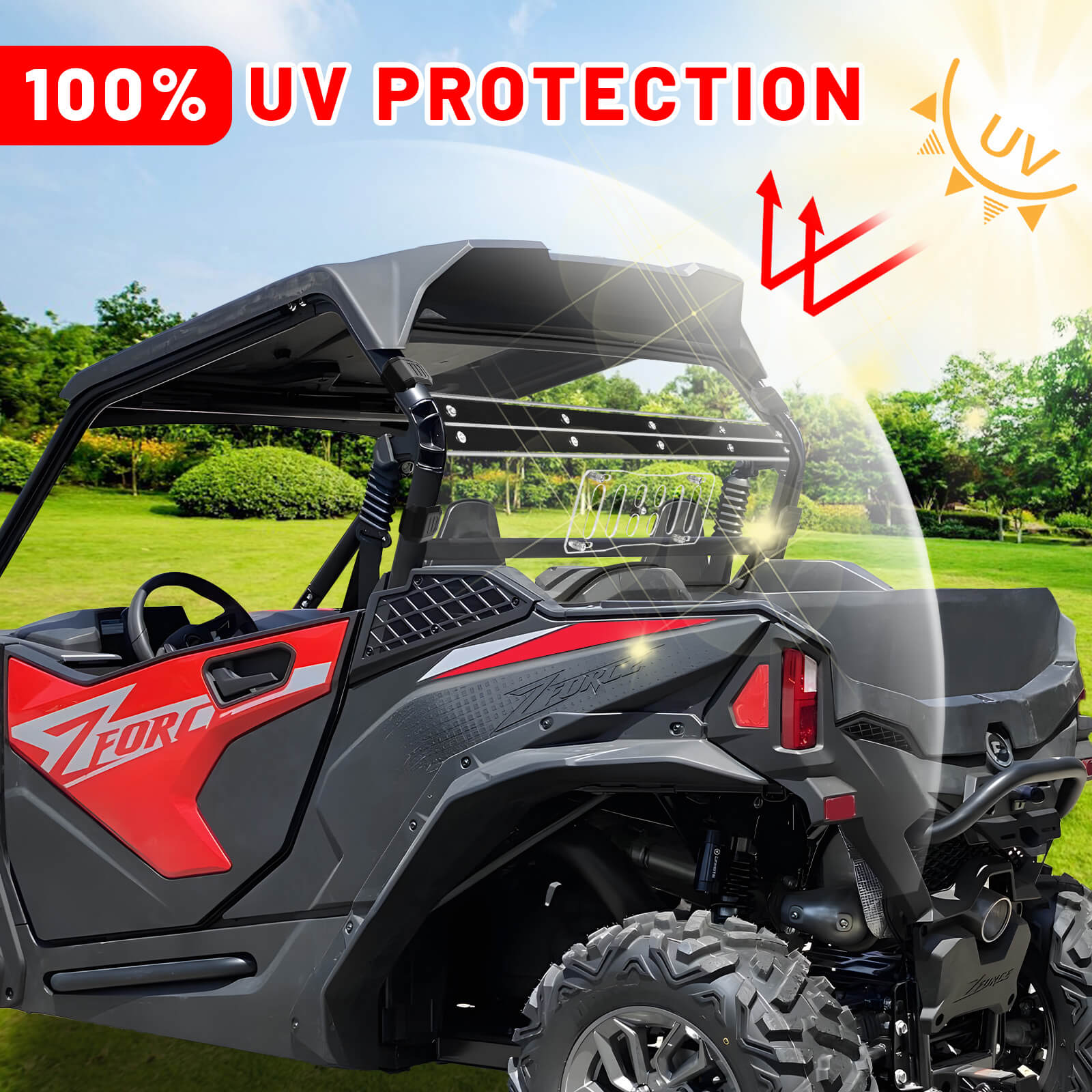 100% UV Protection of zforce 950 sport G2 rear windshield