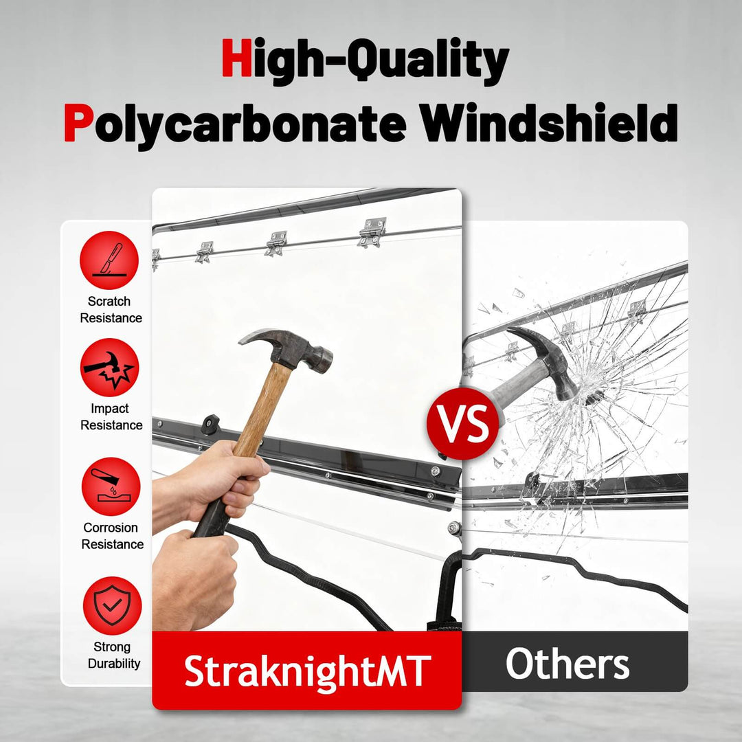 StraknightMT Pioneer 1000 high-quality PC windshield with durability features 