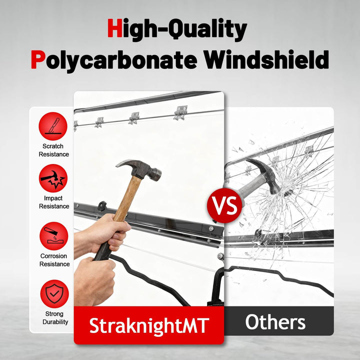  StraknightMT Pioneer 1000 high-quality PC windshield with durability features 
