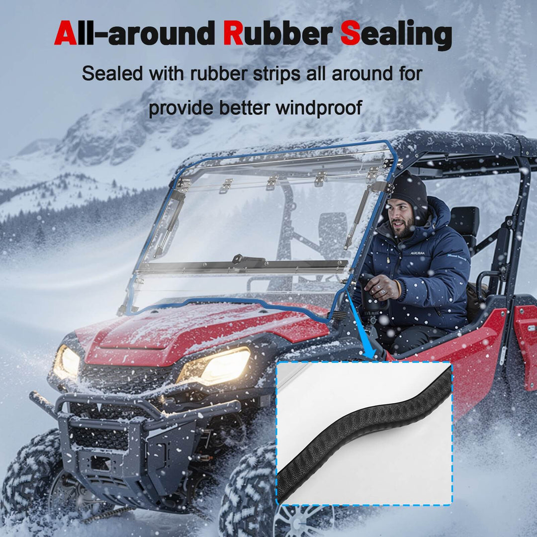 Honda Pioneer 1000-5 flip windshield with rubber sealing 