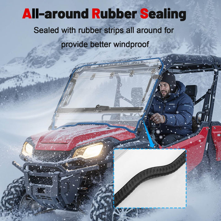 Honda Pioneer 1000-5 flip windshield with rubber sealing 