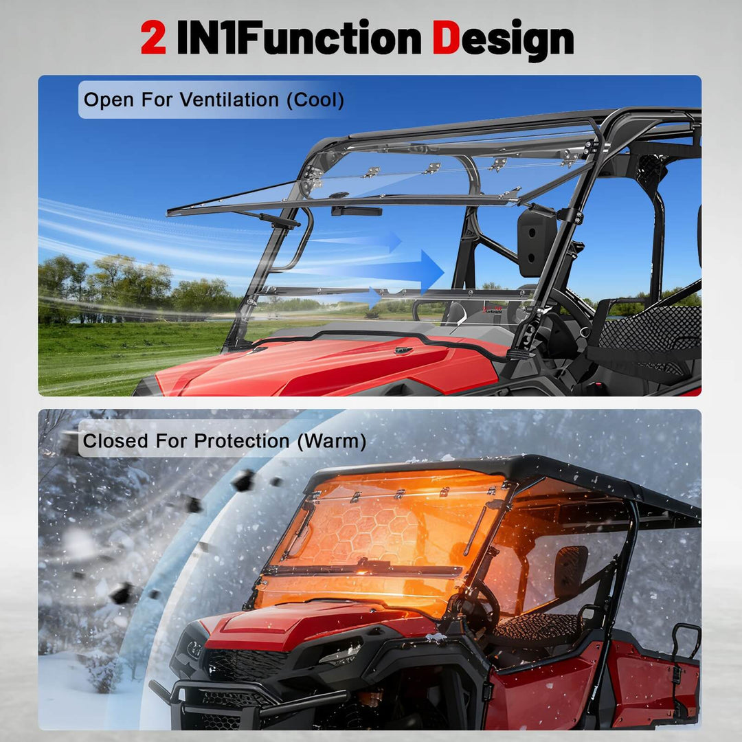 pioneer 1000 windshield 2-in-1 function design