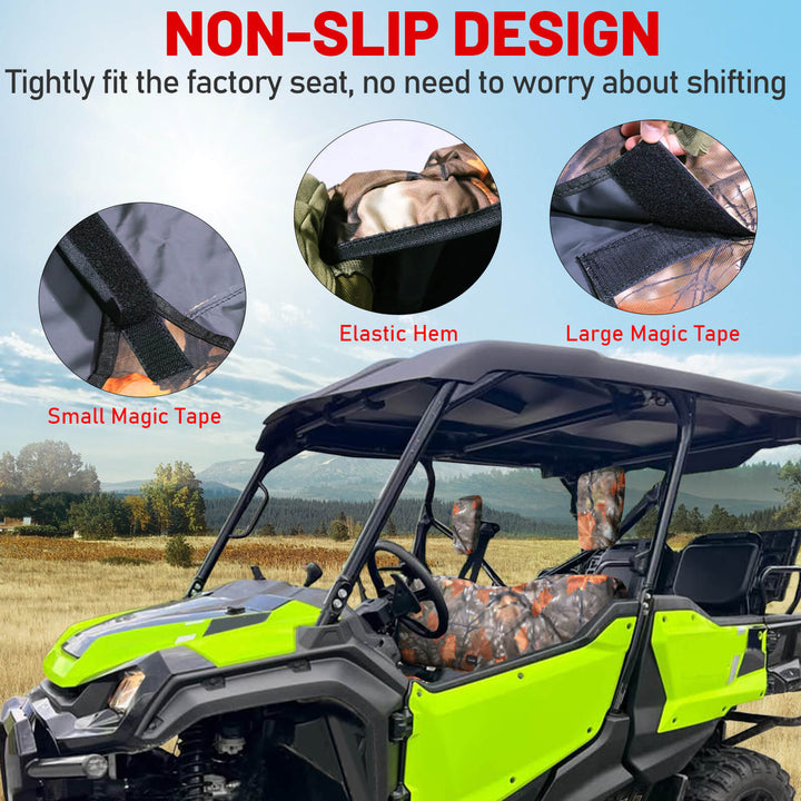 non-slip design of pioneer 1000 maple camo seat covers