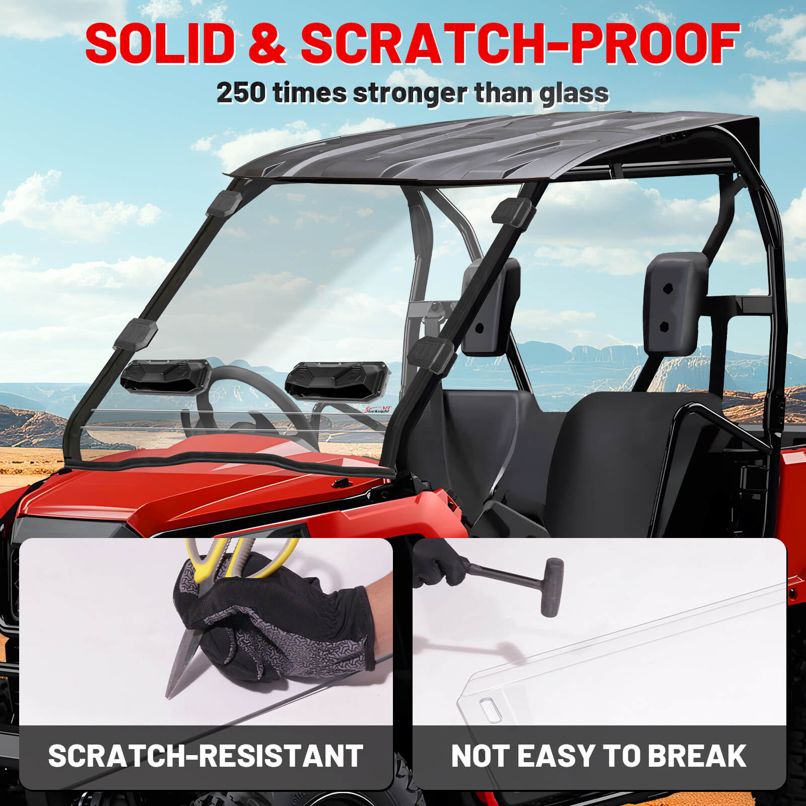 honda pioneer 500 vented windshield Scratch-resistant details
