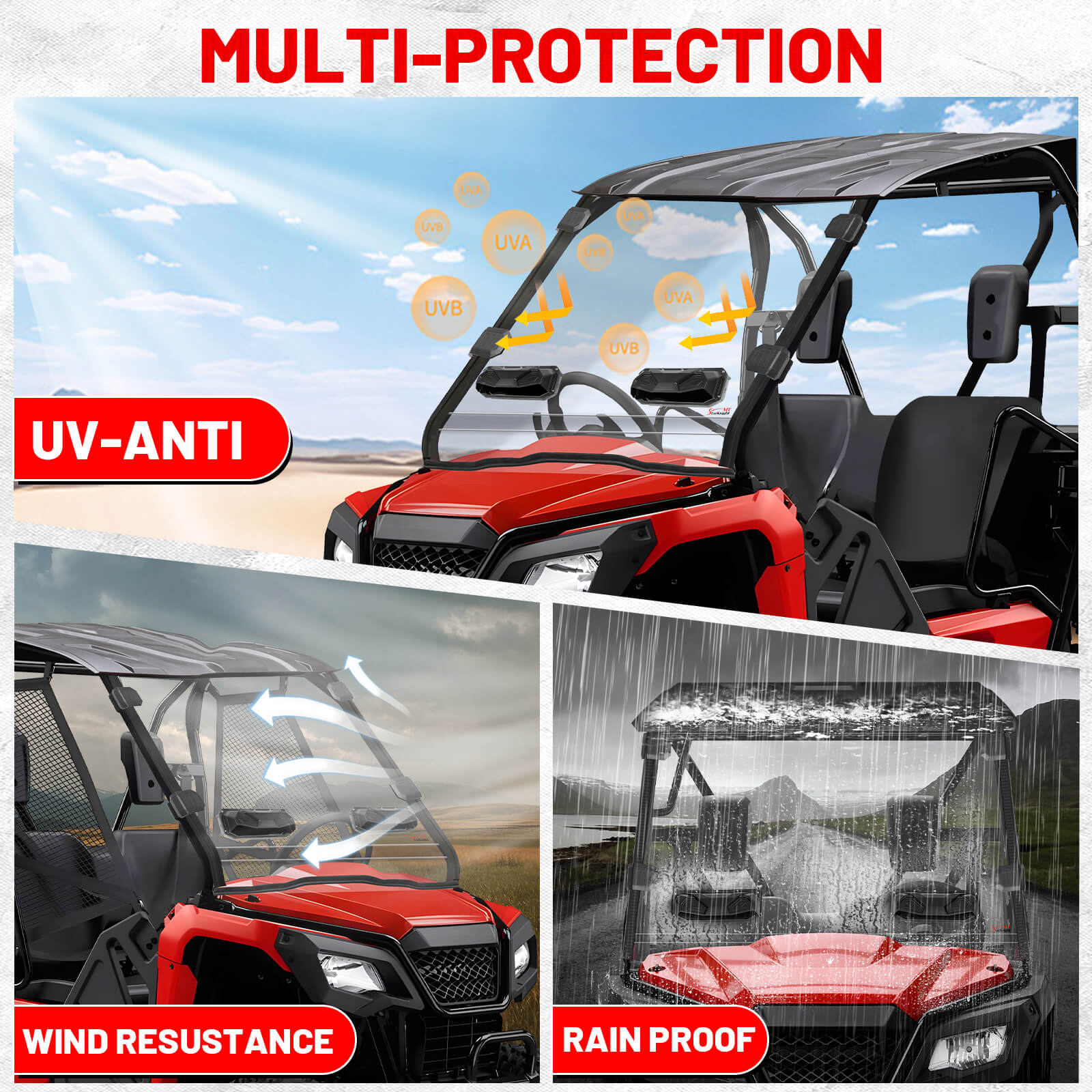 pioneer 520 vented windshield block wind and rain
