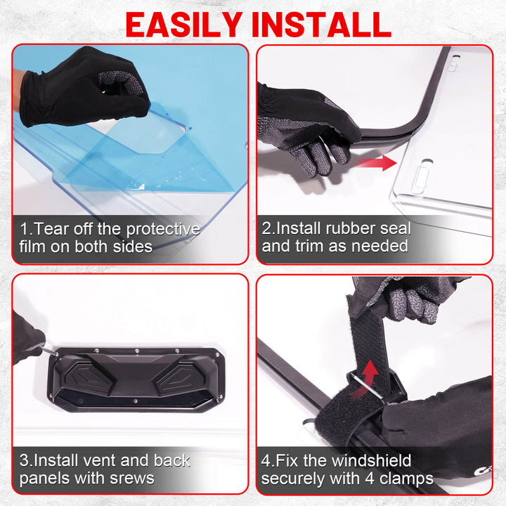 pioneer 500 vented windshield Step-by-step installation guide