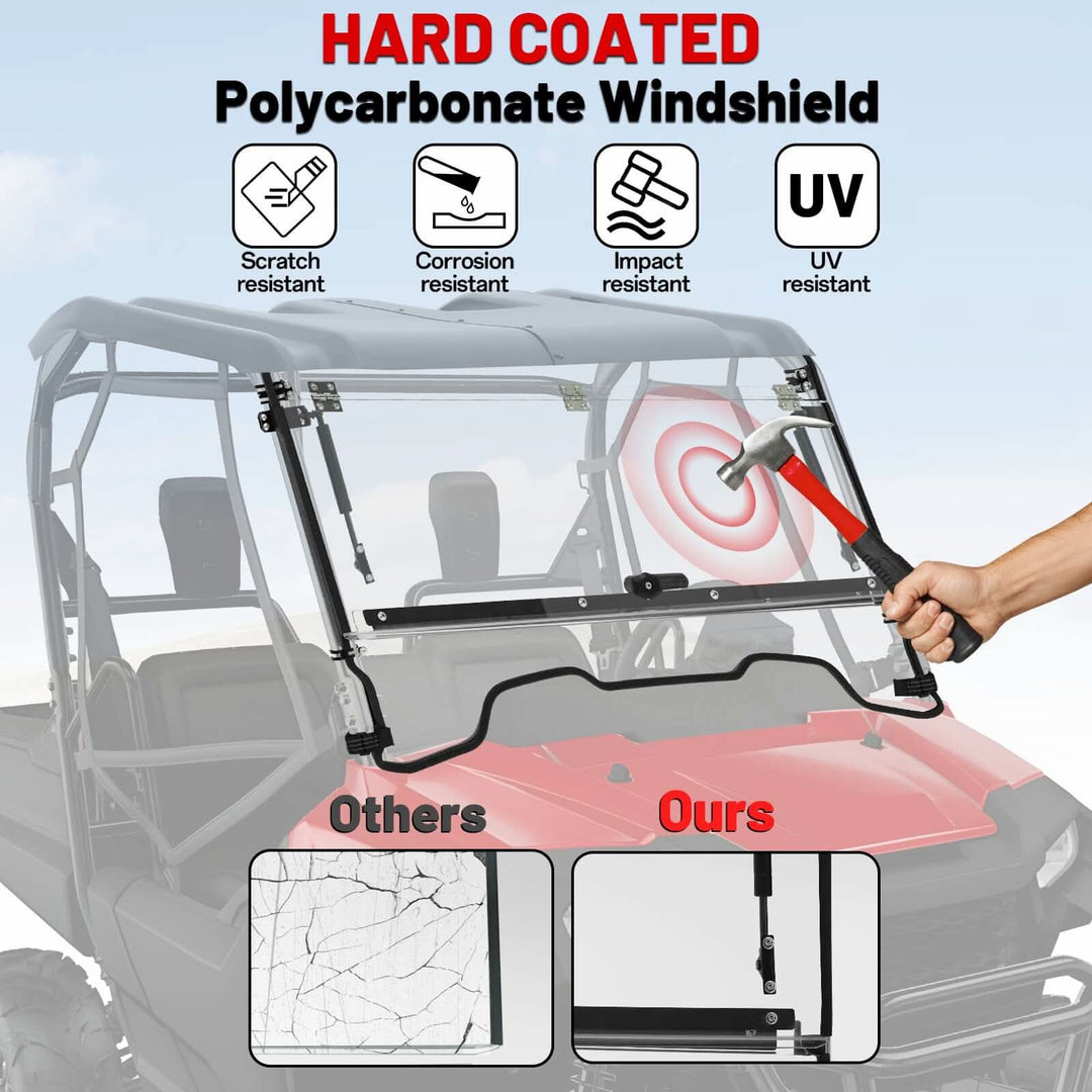 Hard coated polycarbonate Pioneer 700 flip windshield  