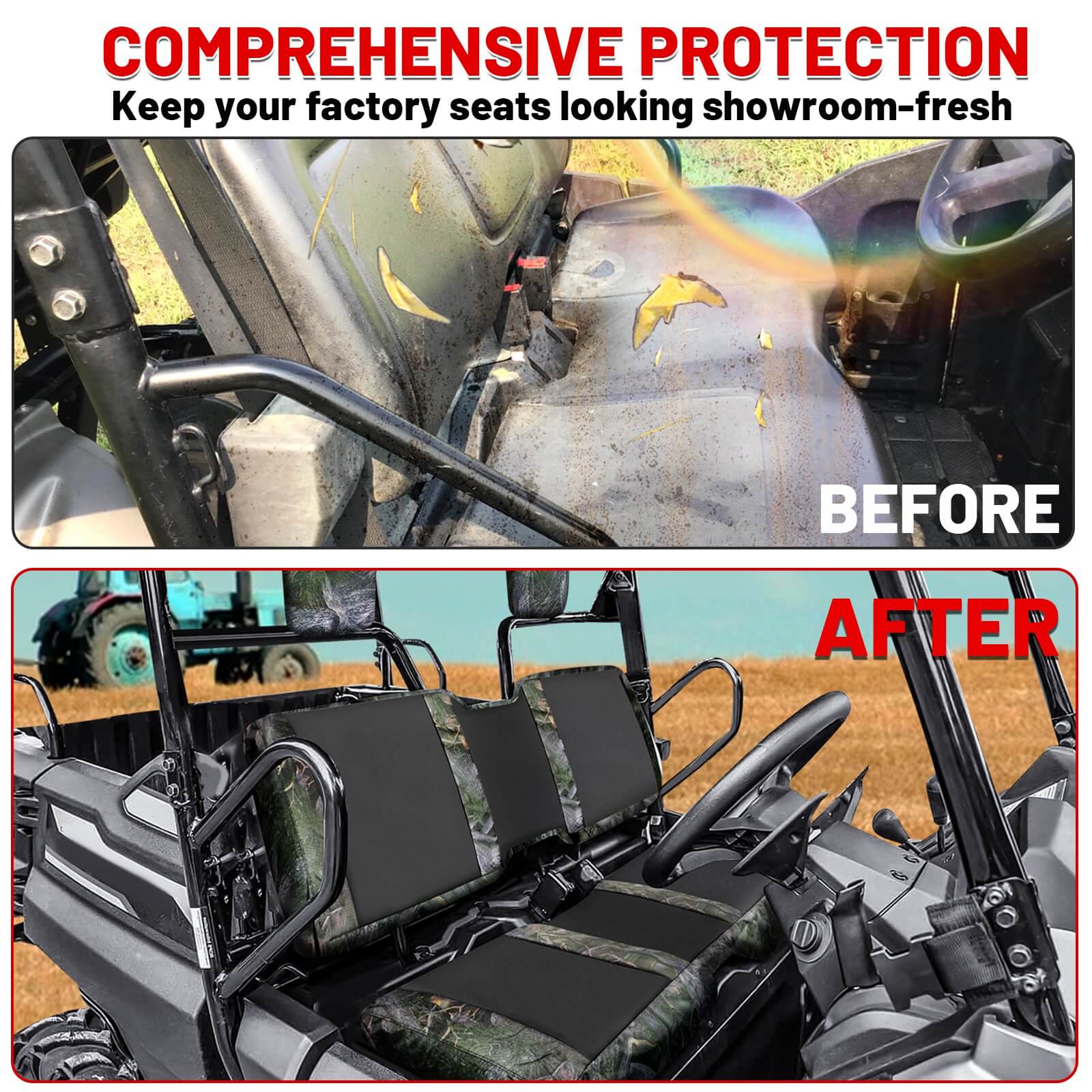 Pioneer 700 neoprene seat covers before and after comparison 