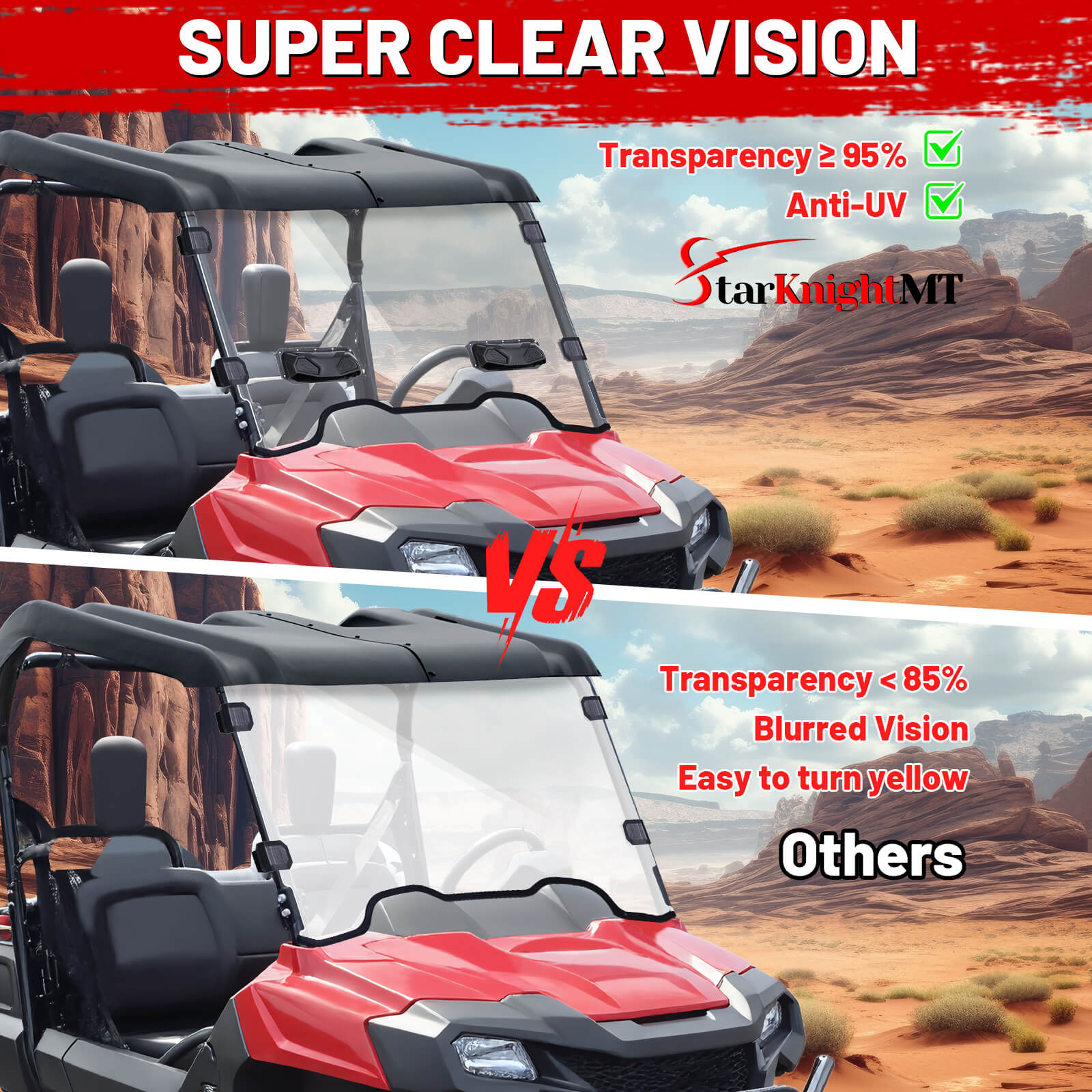 super clear vision of pioneer vented windshield