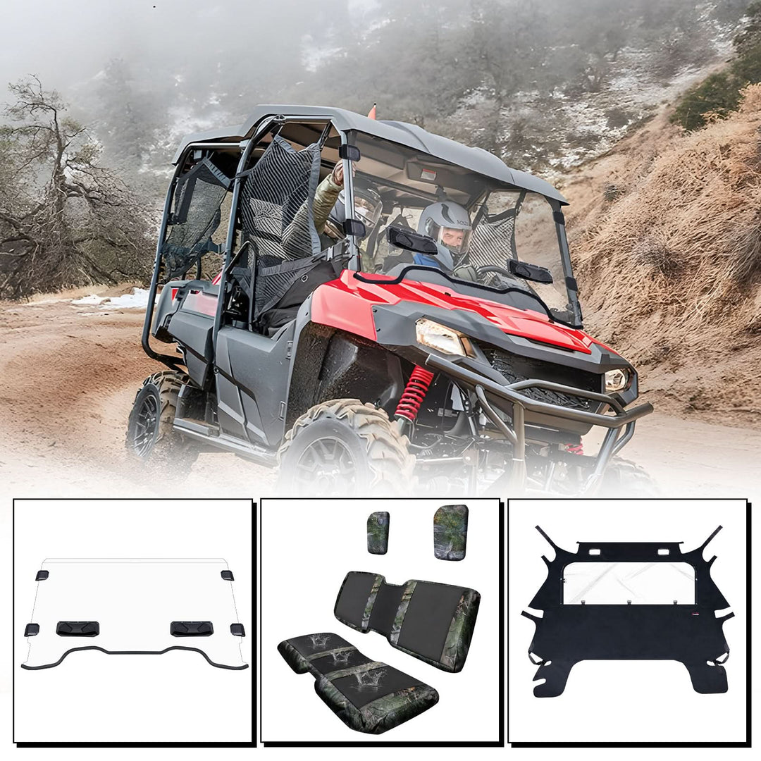 StarknightMT Honda Pioneer 700 vented windshield & rear windshield & seat covers