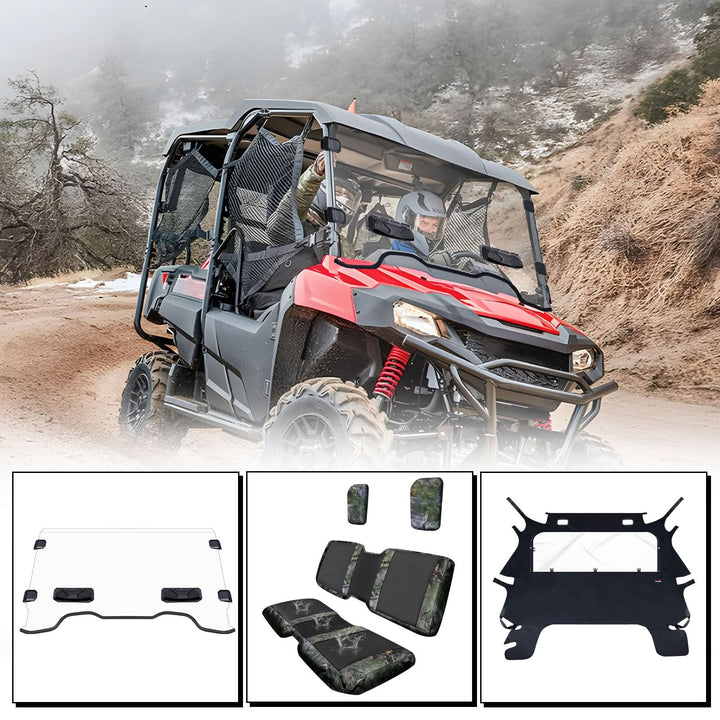 StarknightMT Honda Pioneer 700 vented windshield &amp; rear windshield &amp; seat covers