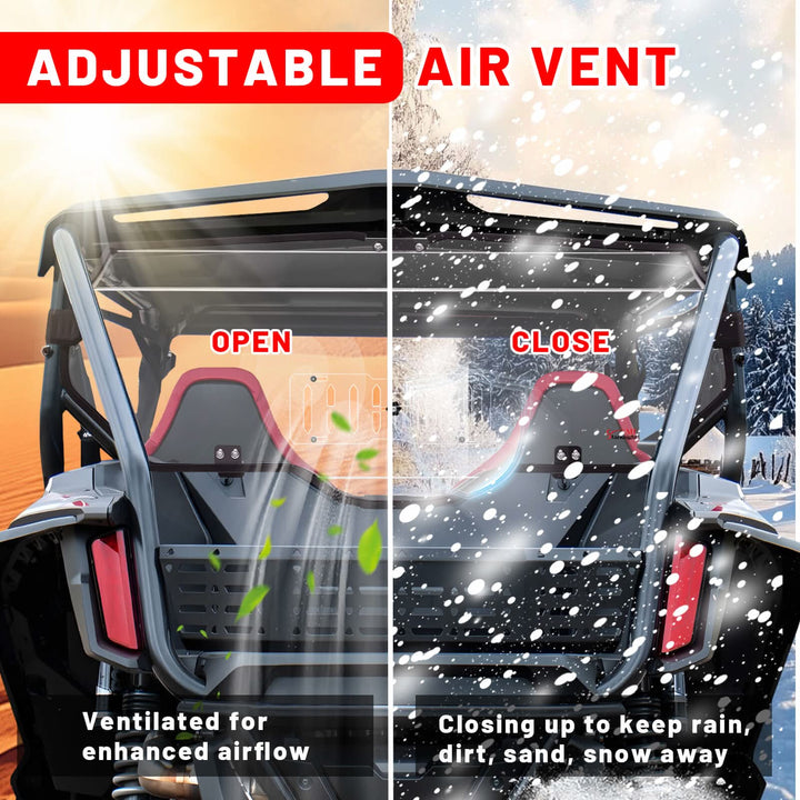 talon 1000r vented rear windshield with open and closed positions