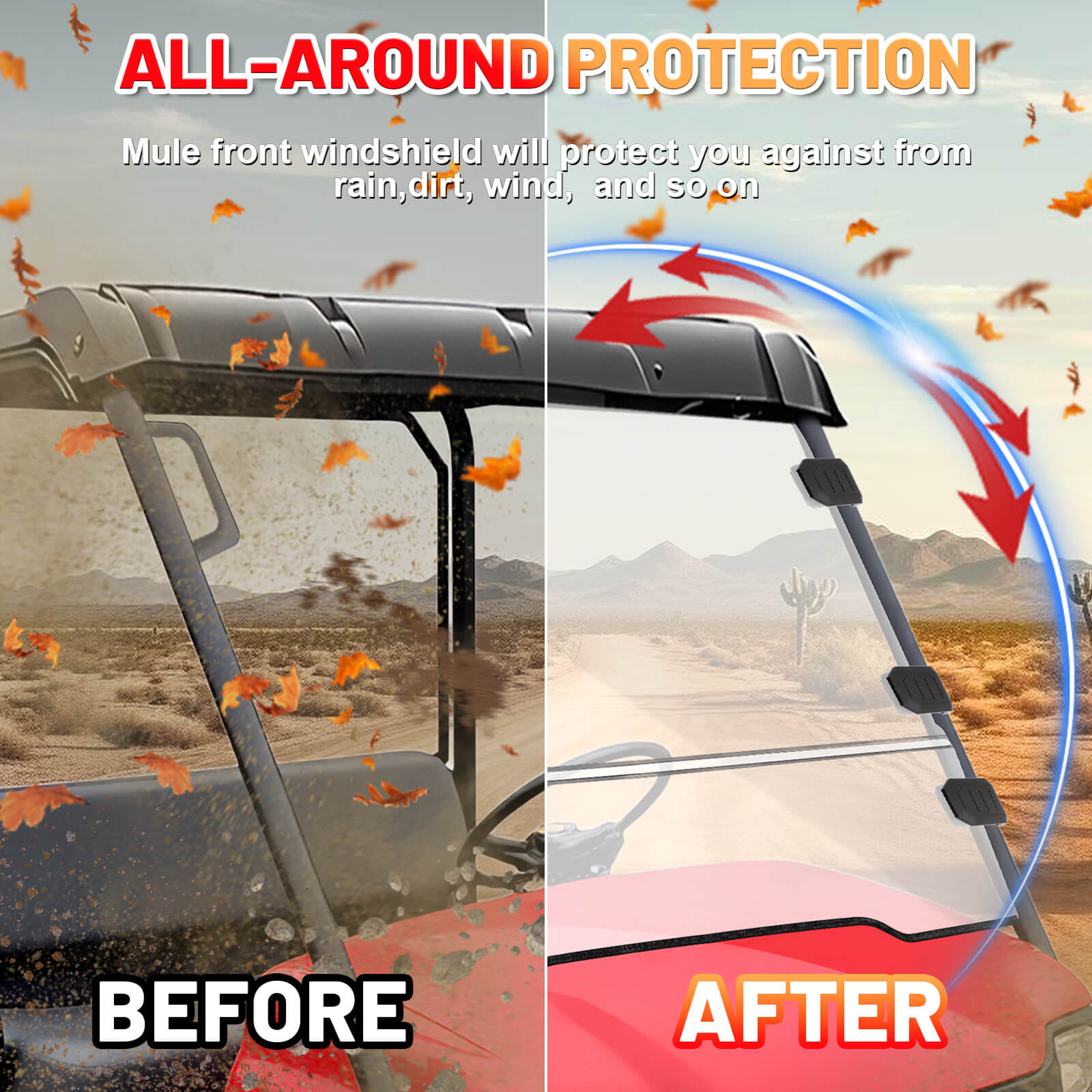 Mule front windshield all-round protection 