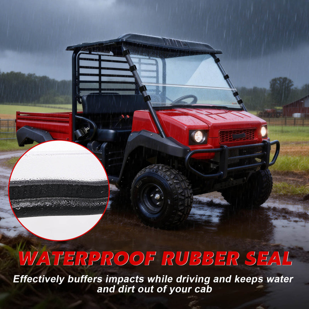 mule 4010 front windshield waterproof rubber seal feature.