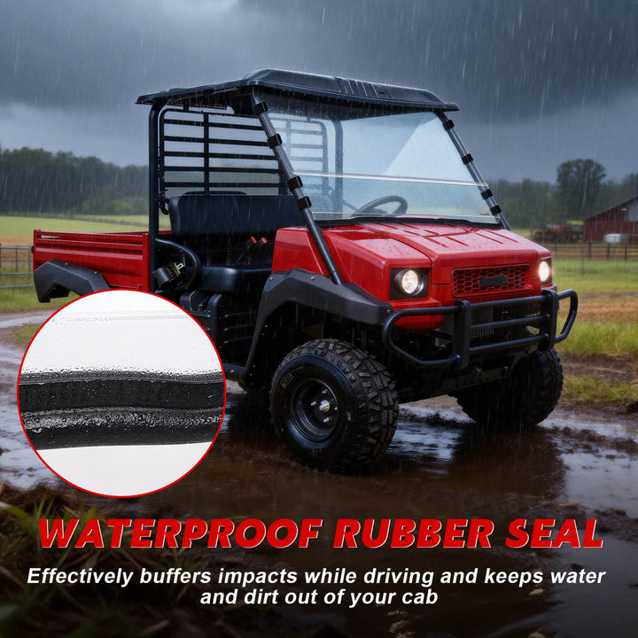 mule 4010 front windshield waterproof rubber seal feature.