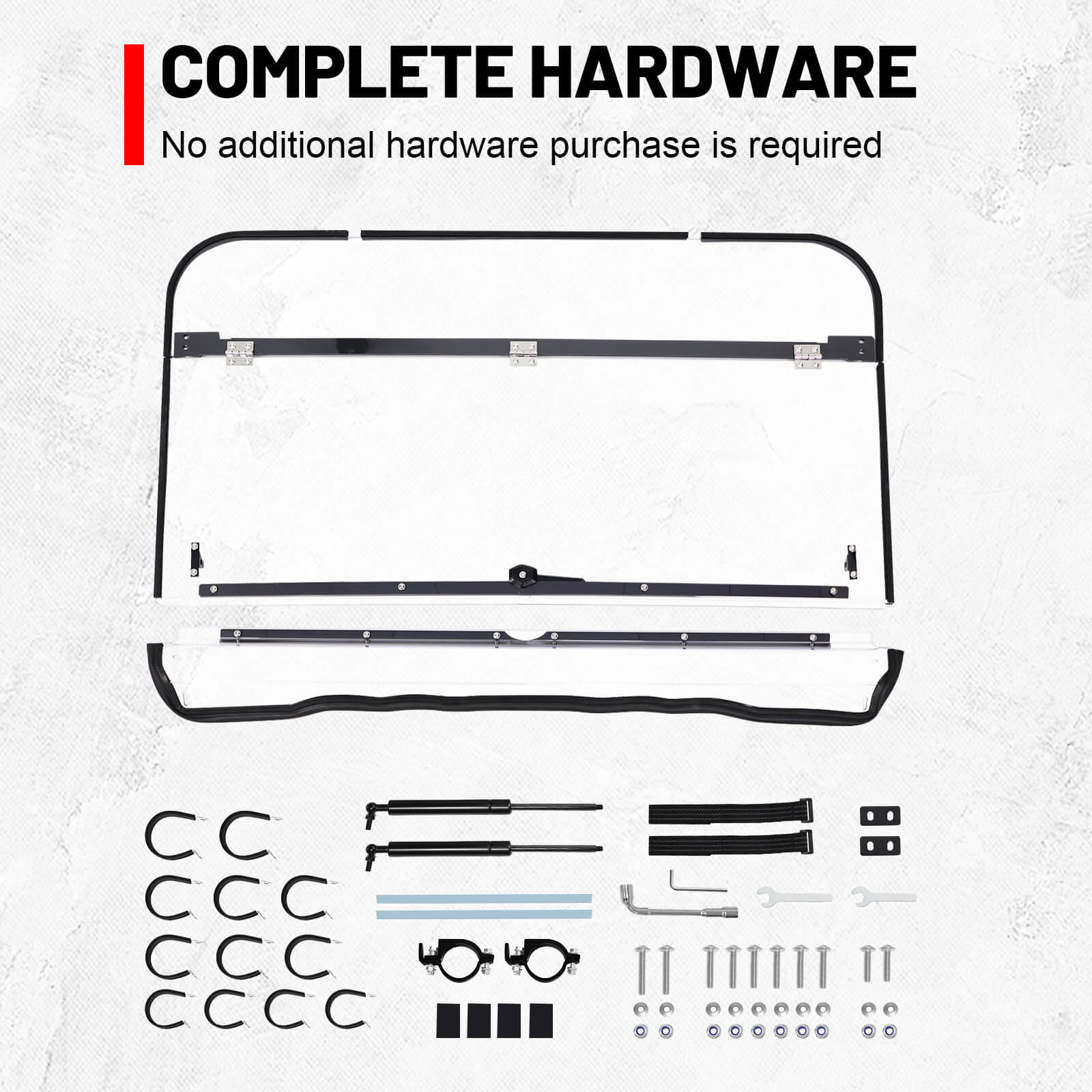 Kawasaki mule flip windshield Complete hardware kit with components 