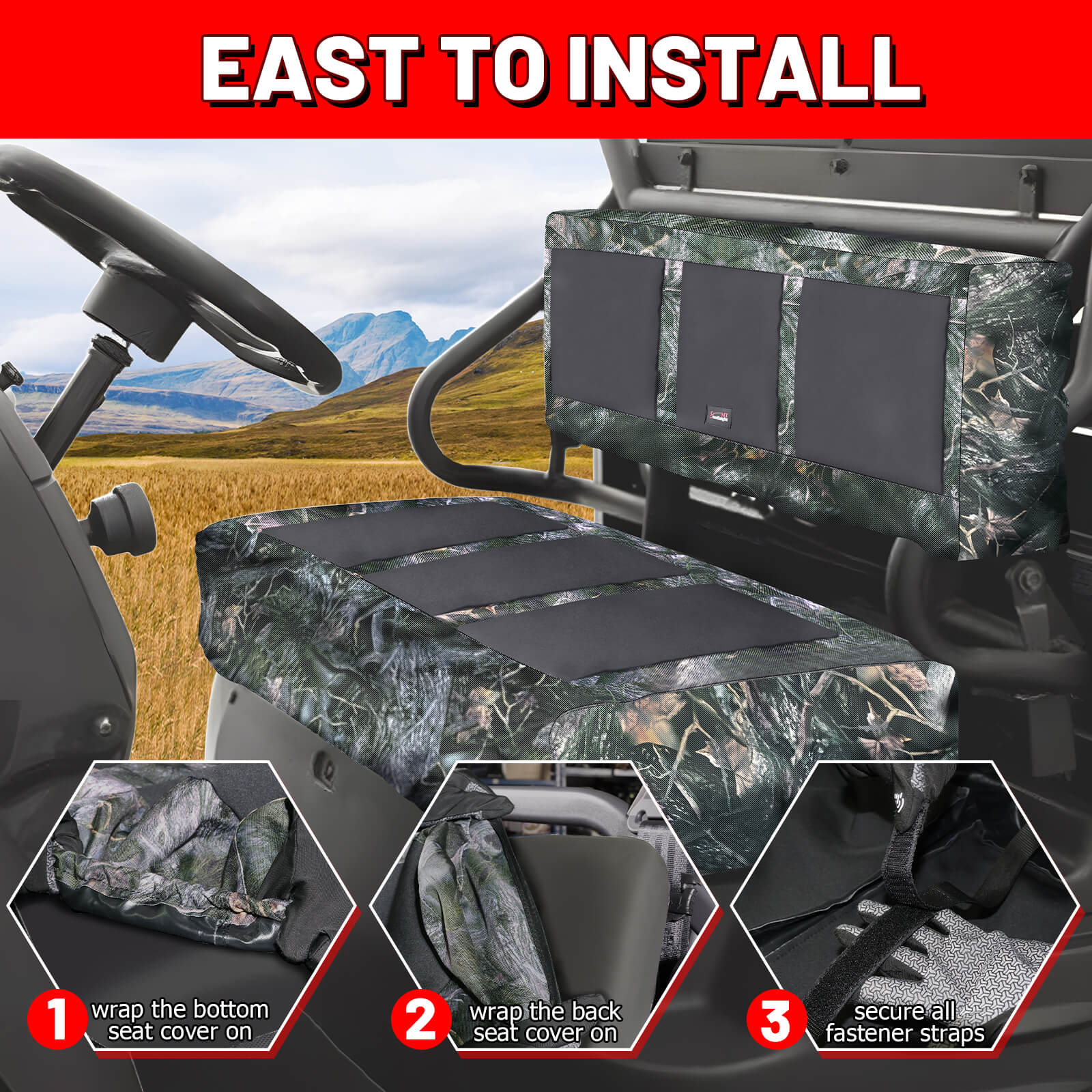 easy to install the kawasaki mule 4010 upgraded camo seat covers

