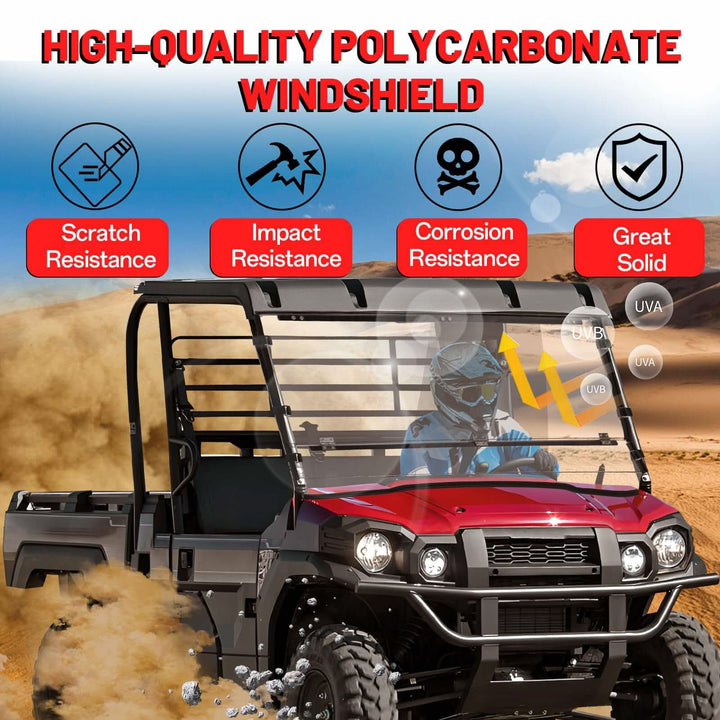 Mule pro flip windshield scratch resistance function