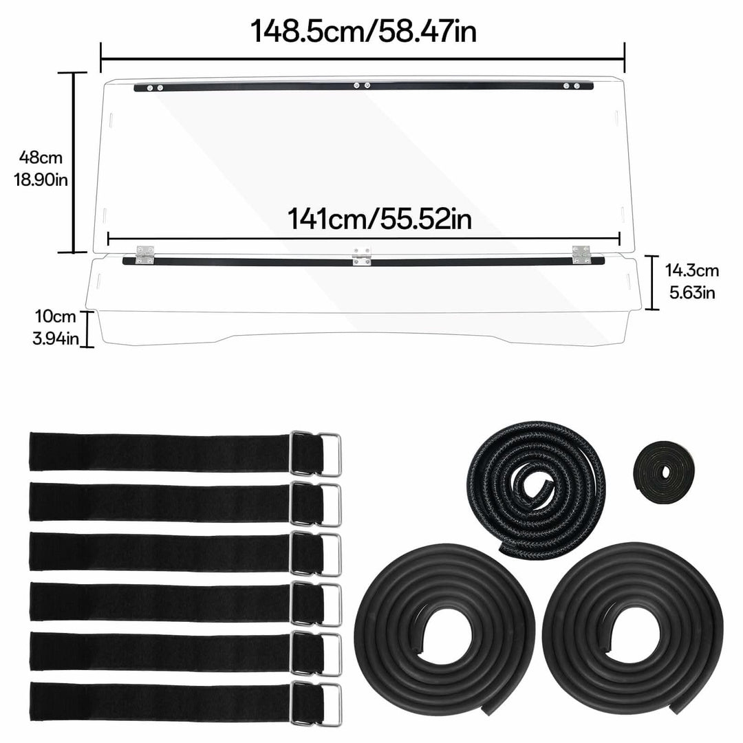 Kawasaki mule pro flip windshield dimension