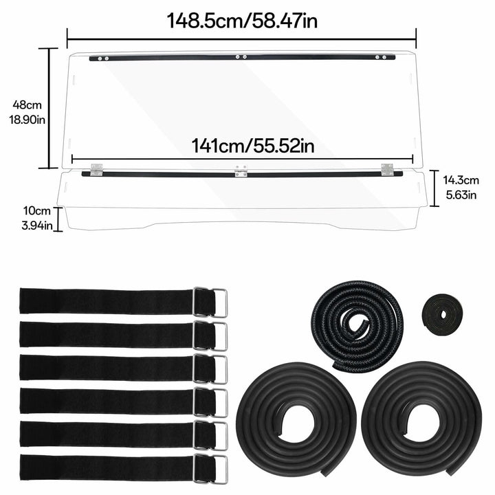 Kawasaki mule pro flip windshield dimension