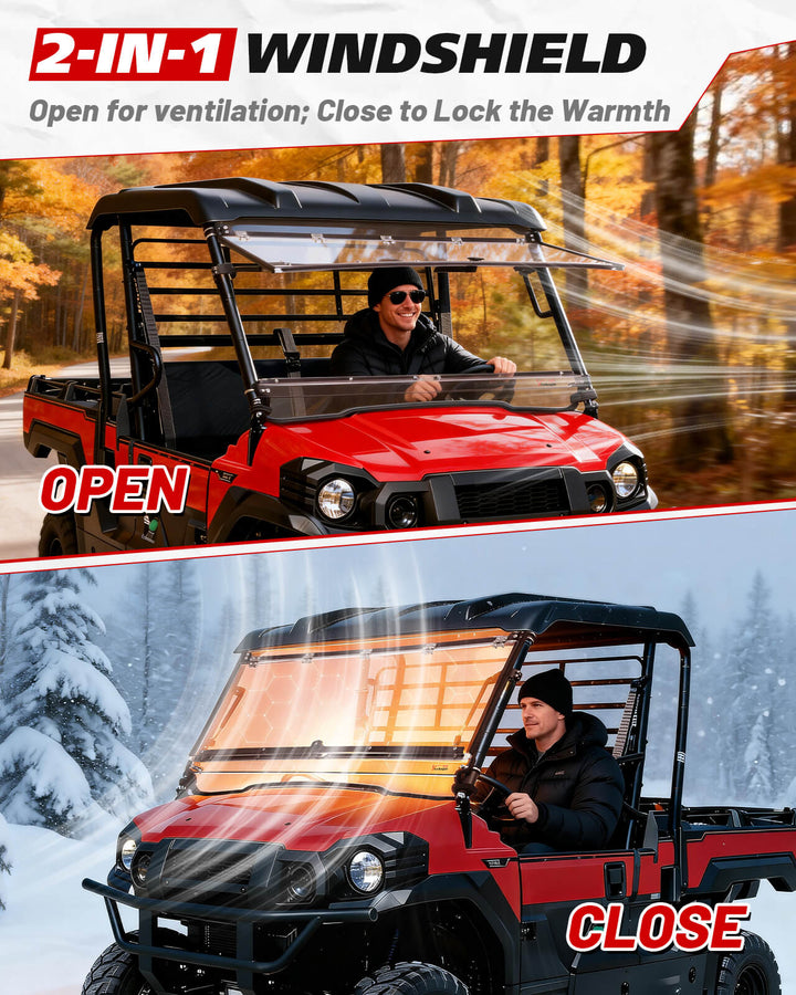 Kawasaki Mule Pro 2-in-1 Flip up windshield