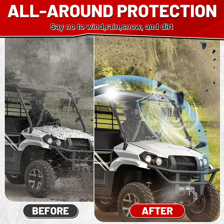 before and after install mule pro mx front windshield