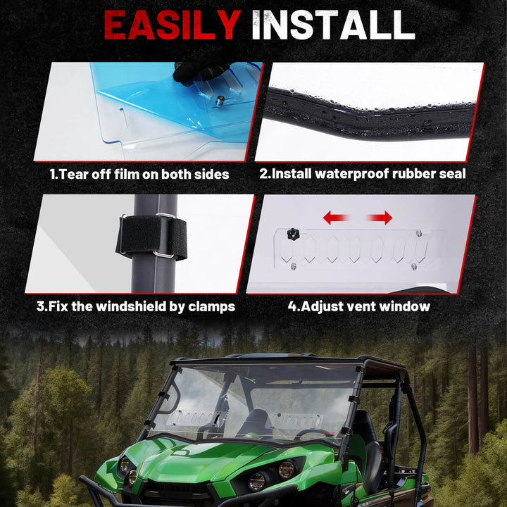 Easy to install the Kawasaki Teryx s vent windshield