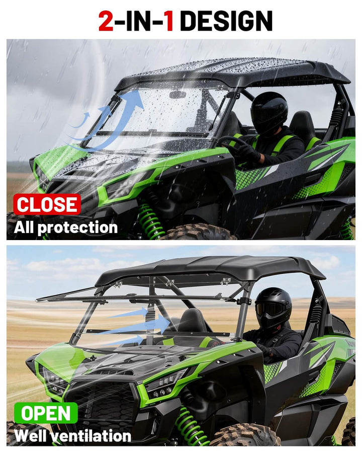 2-in-1 Design of Teryx KRX 1000 Flip Windshield