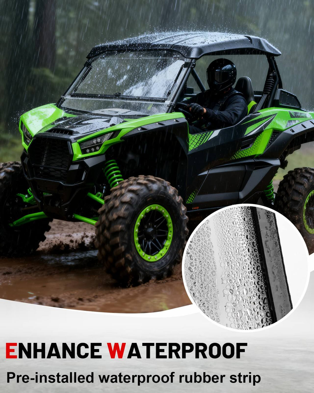 Teryx KRX 1000 Flip Windshield with Pre-installed Waterproof Rubber strip