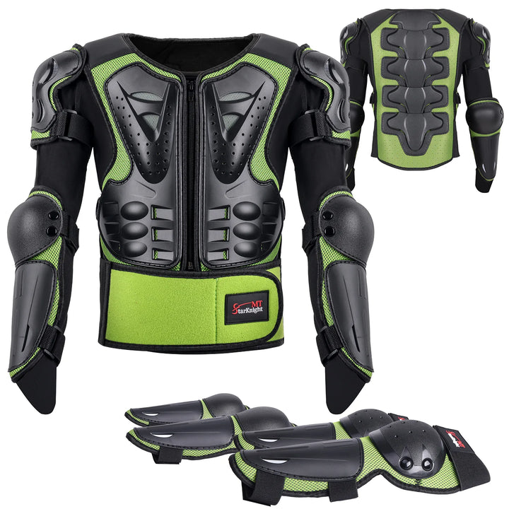 Kids Dirt Bike Armor Suit Chest Protector Ages 3-10 Green