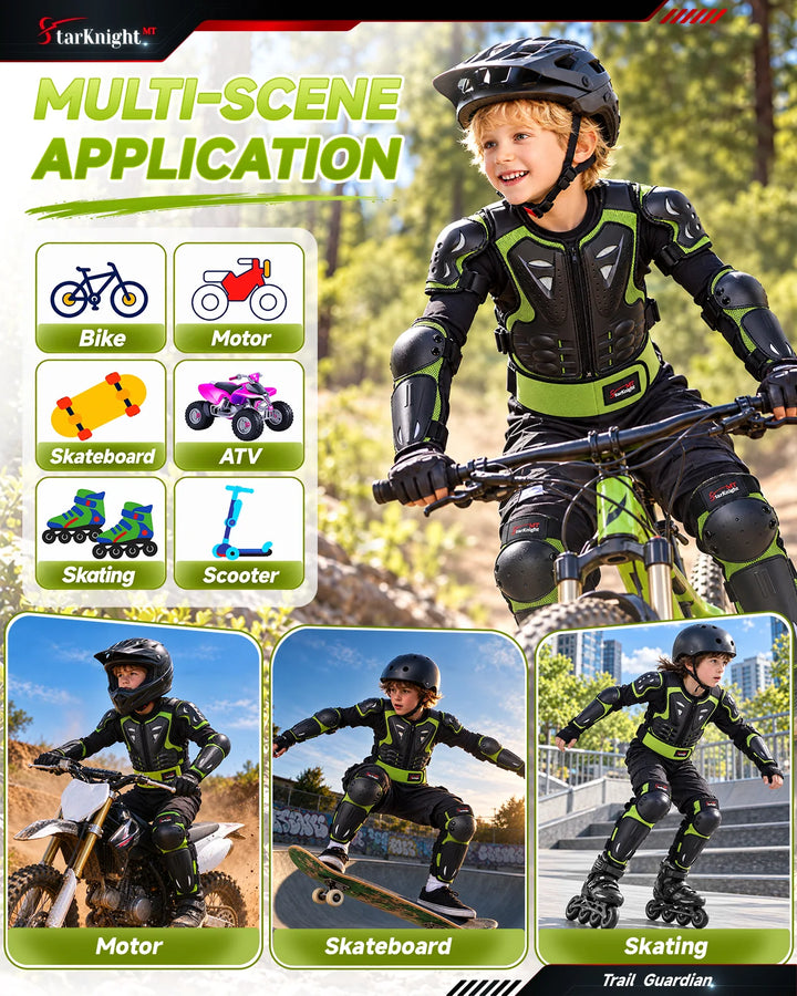 Kids Dirt Bike Armor Suit Chest Protector Ages 3-10 multi-scene