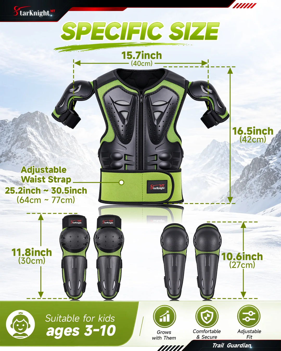 Kids Dirt Bike Armor Suit Chest Protector Ages 3-10 size