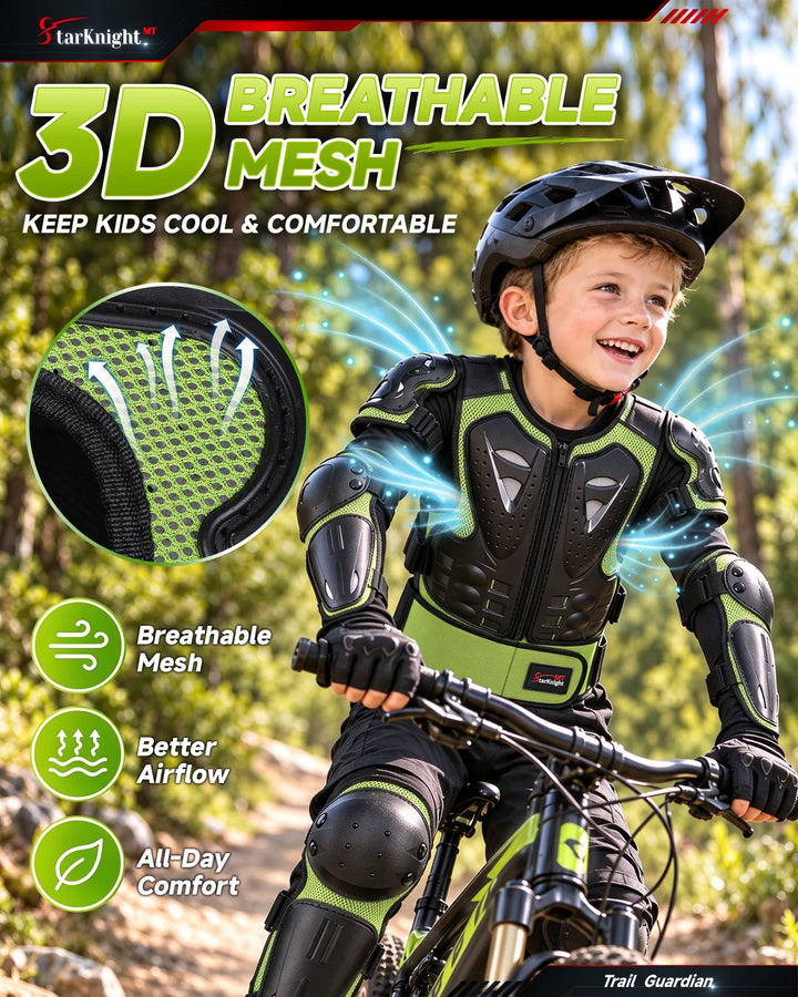 Kids Dirt Bike Armor Suit Chest Protector Ages 3-10 breathable mesh