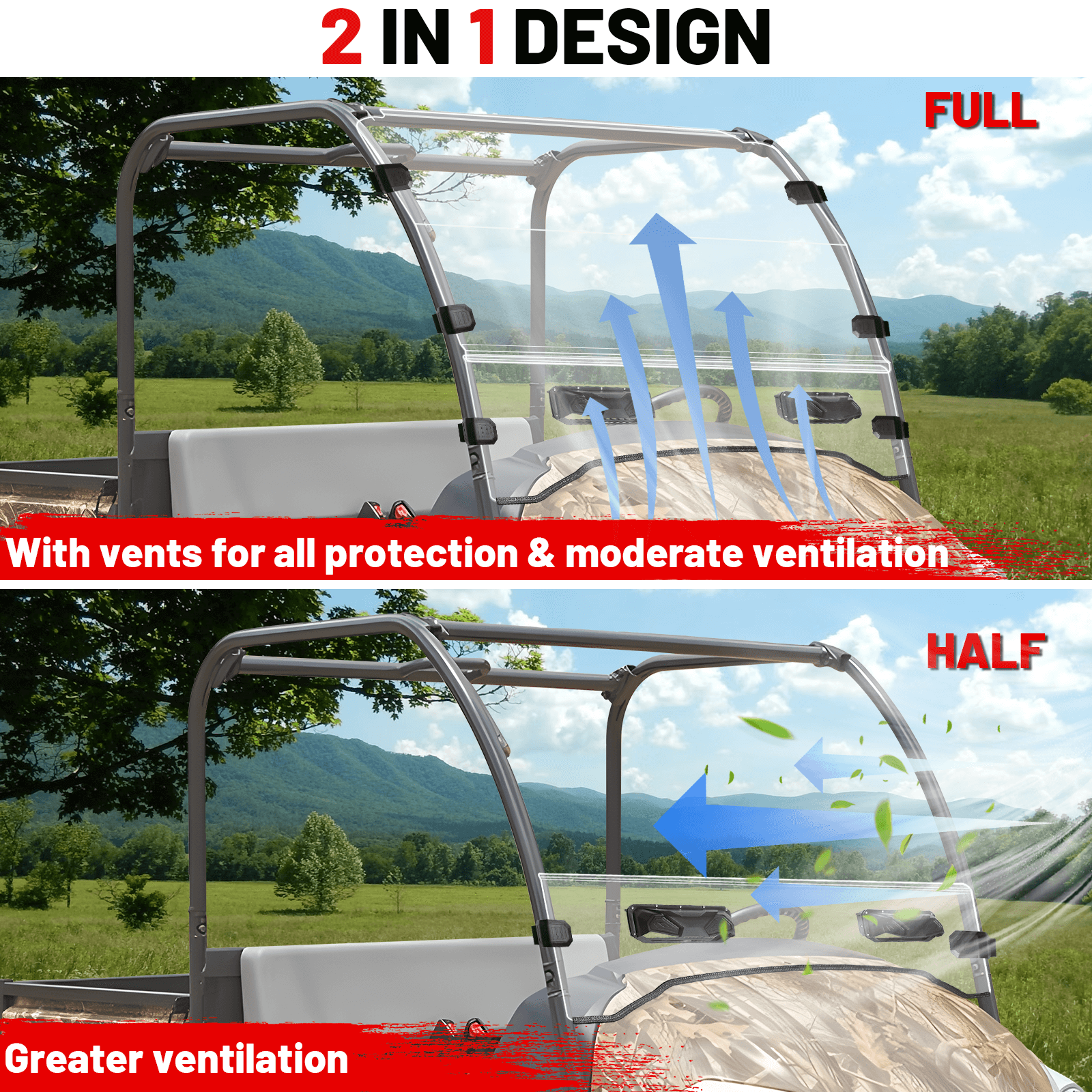 Kubota RTV 2-in-1 design windshield