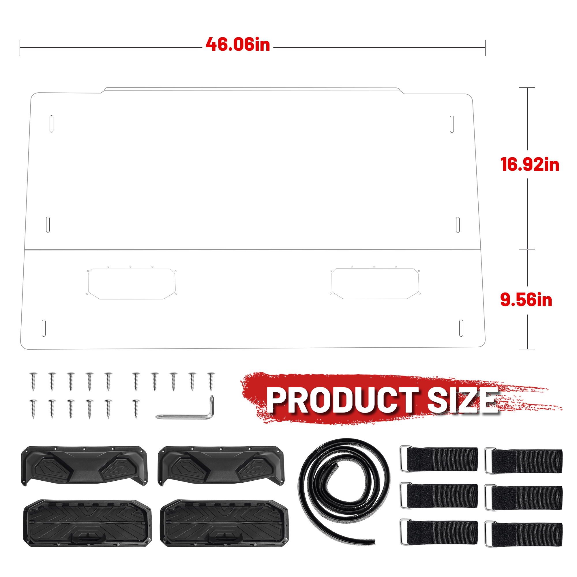 RTV X900 vented windshield product size