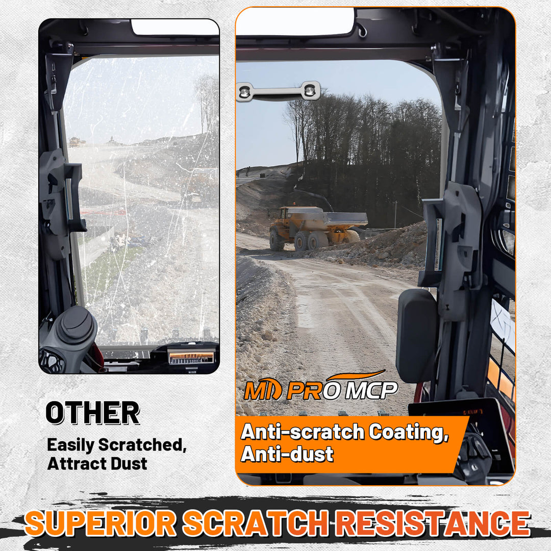 scratch resistance feature of skidsteer svl75 windshield