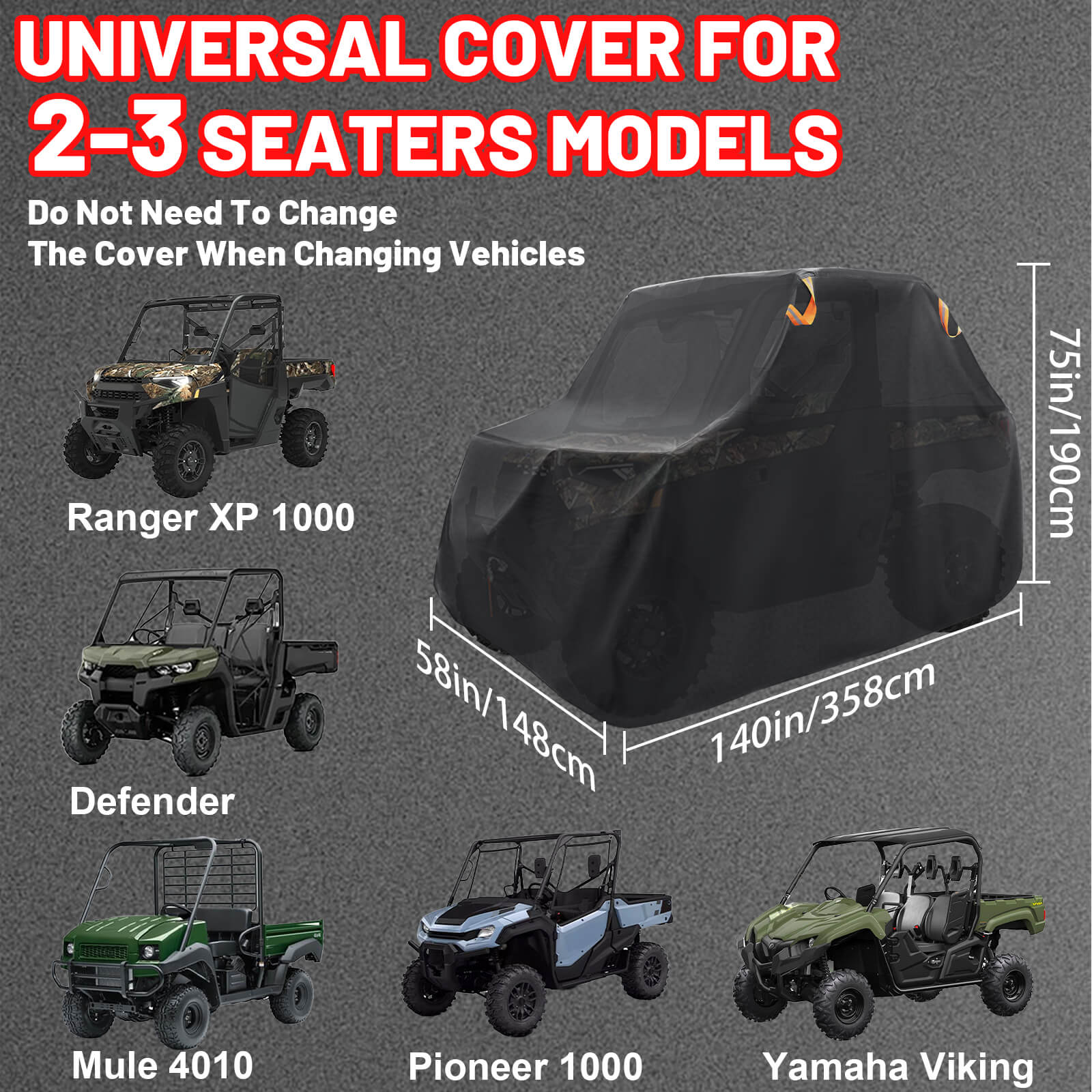 Universal cover for 2-3 seaters models 