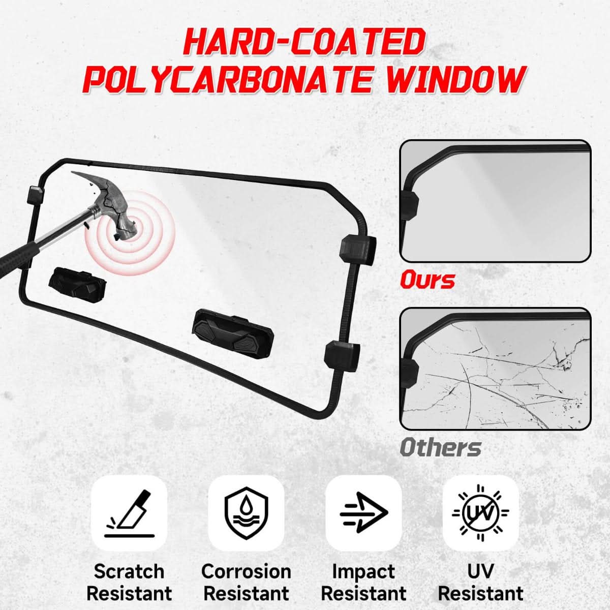 polaris general vented front windshield hard-coated material