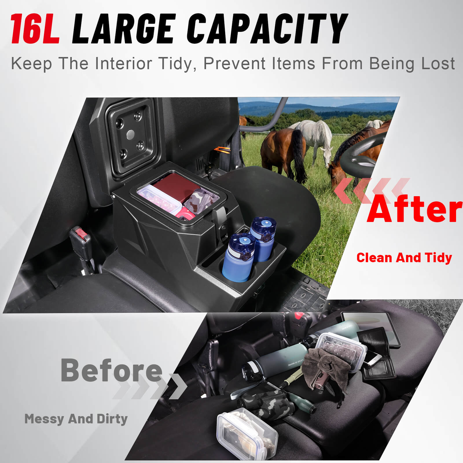 Polaris ranger bench seat storage box 16L large capacity