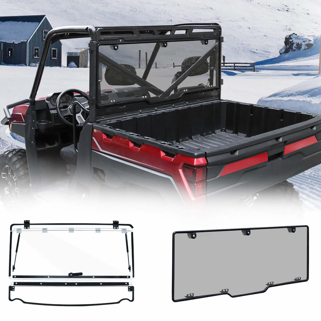 StarknightMT Polaris ranger crew 1000 flip and smoked rear windshields