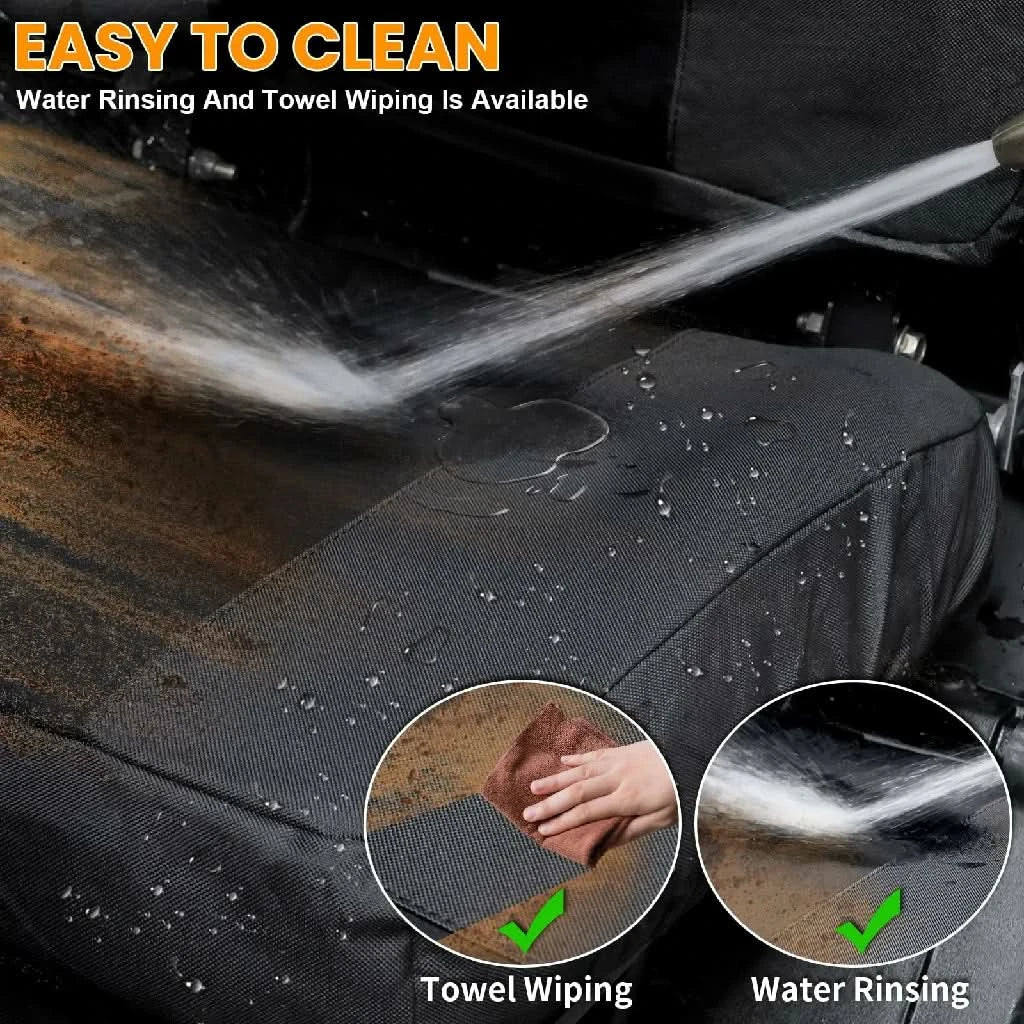 easy to clean the ranger seat cover with  towel wip[ing 
