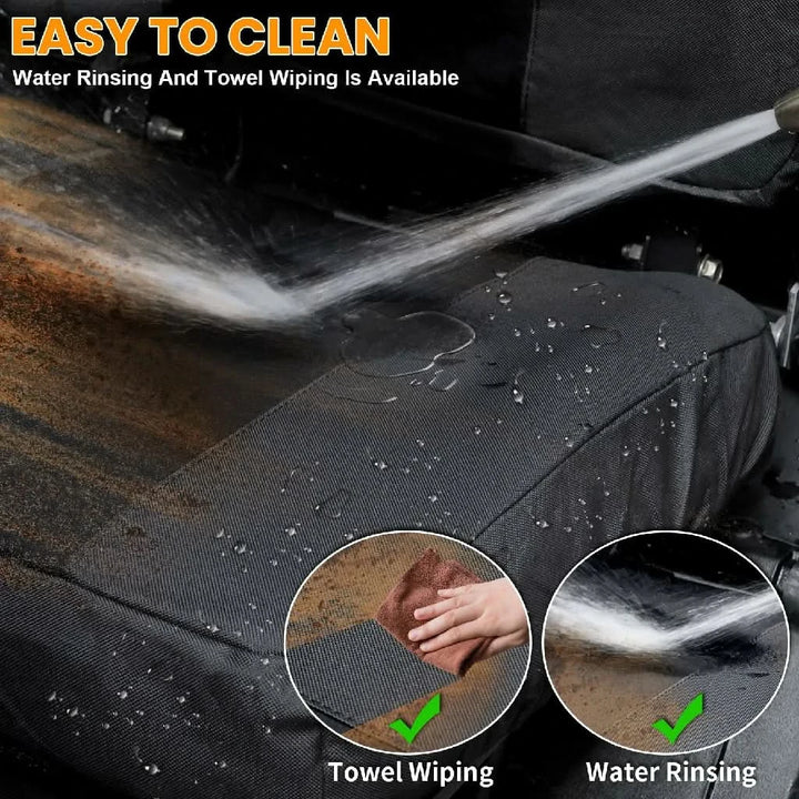 easy to clean the ranger seat cover with  towel wip[ing 
